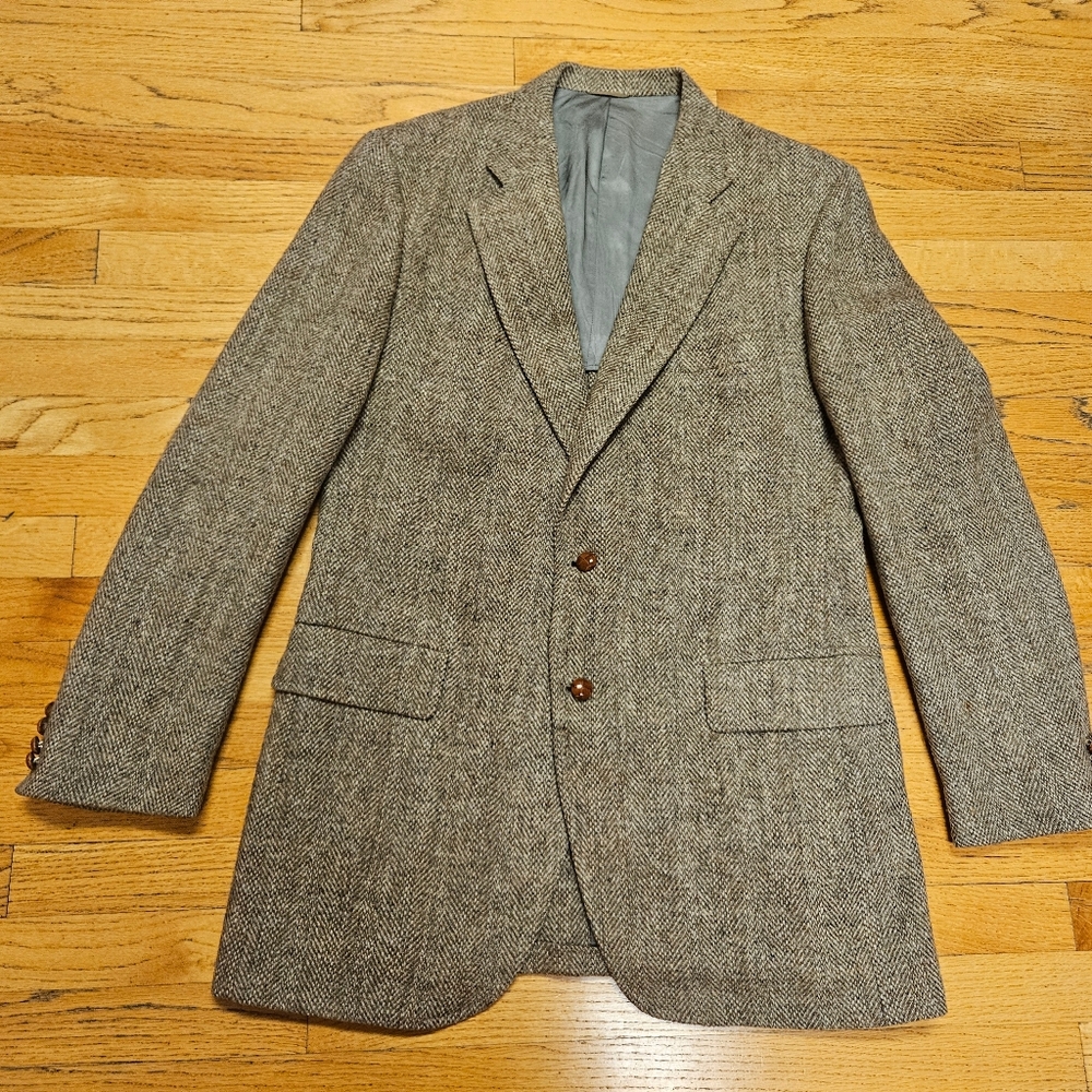 Vintage Harris Tweed Handwoven Scottish Wool 2-Button Blazer Jacket
